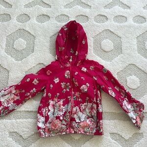 Moncler girls flower print rain coat size 7-8